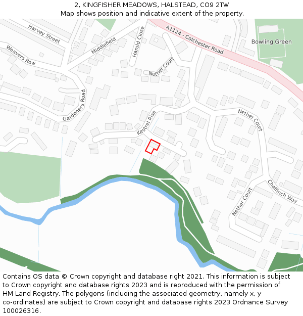 2, KINGFISHER MEADOWS, HALSTEAD, CO9 2TW: Location map and indicative extent of plot