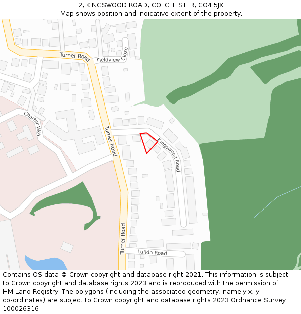 2, KINGSWOOD ROAD, COLCHESTER, CO4 5JX: Location map and indicative extent of plot
