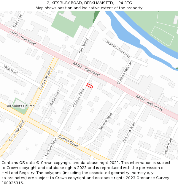 2, KITSBURY ROAD, BERKHAMSTED, HP4 3EG: Location map and indicative extent of plot