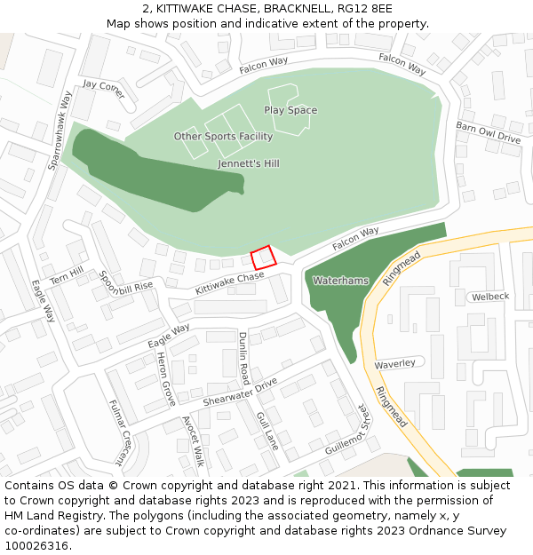 2, KITTIWAKE CHASE, BRACKNELL, RG12 8EE: Location map and indicative extent of plot