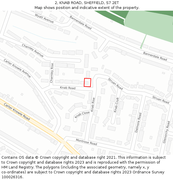 2, KNAB ROAD, SHEFFIELD, S7 2ET: Location map and indicative extent of plot