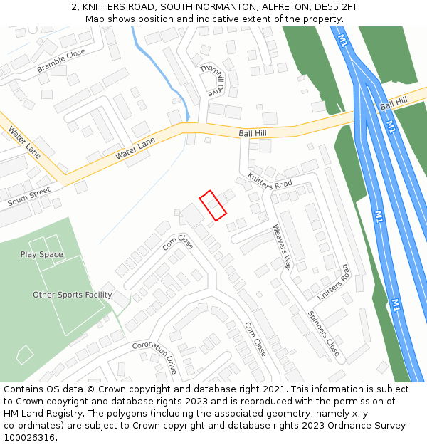 2, KNITTERS ROAD, SOUTH NORMANTON, ALFRETON, DE55 2FT: Location map and indicative extent of plot