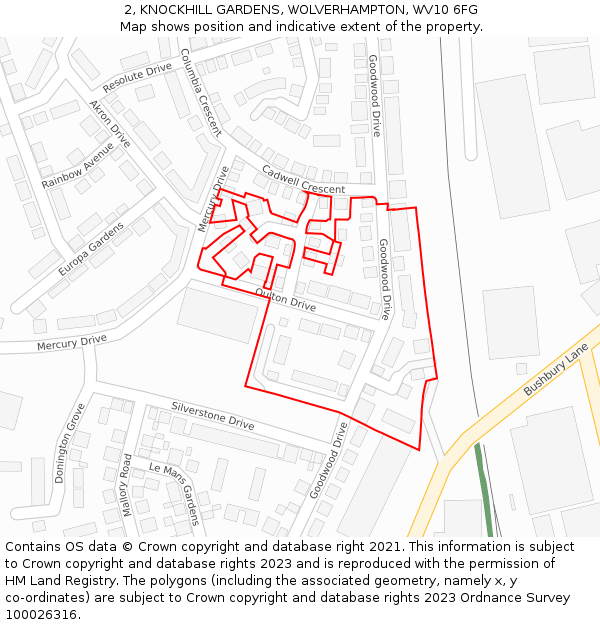 2, KNOCKHILL GARDENS, WOLVERHAMPTON, WV10 6FG: Location map and indicative extent of plot
