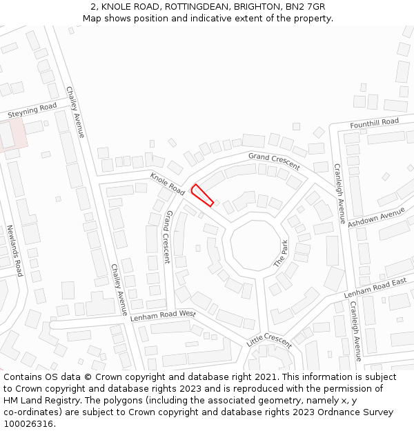 2, KNOLE ROAD, ROTTINGDEAN, BRIGHTON, BN2 7GR: Location map and indicative extent of plot