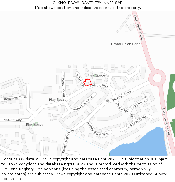 2, KNOLE WAY, DAVENTRY, NN11 8AB: Location map and indicative extent of plot