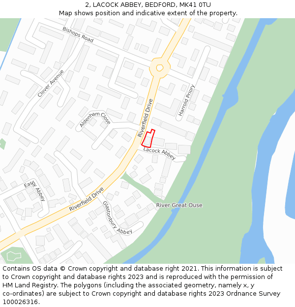 2, LACOCK ABBEY, BEDFORD, MK41 0TU: Location map and indicative extent of plot