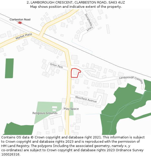 2, LAMBOROUGH CRESCENT, CLARBESTON ROAD, SA63 4UZ: Location map and indicative extent of plot