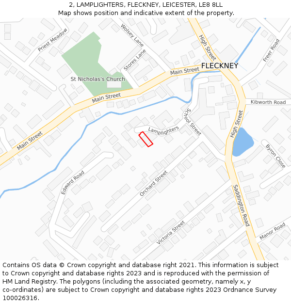 2, LAMPLIGHTERS, FLECKNEY, LEICESTER, LE8 8LL: Location map and indicative extent of plot