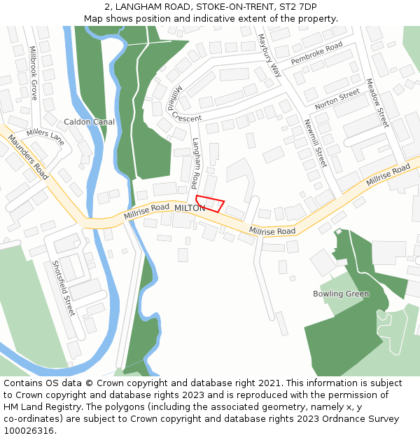 2, LANGHAM ROAD, STOKE-ON-TRENT, ST2 7DP: Location map and indicative extent of plot