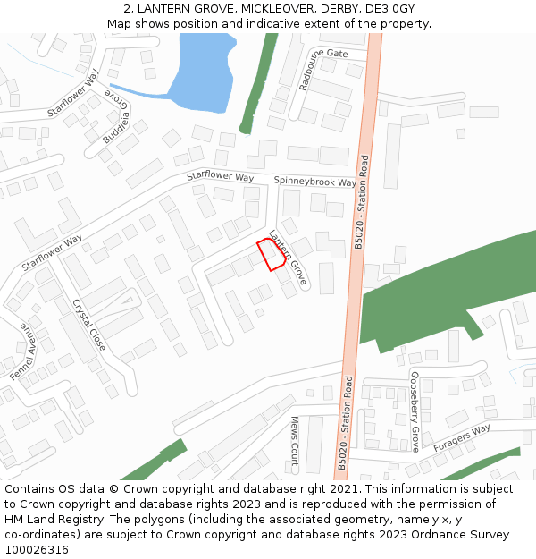2, LANTERN GROVE, MICKLEOVER, DERBY, DE3 0GY: Location map and indicative extent of plot