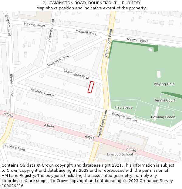 2, LEAMINGTON ROAD, BOURNEMOUTH, BH9 1DD: Location map and indicative extent of plot