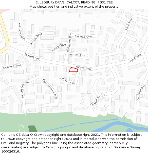 2, LEDBURY DRIVE, CALCOT, READING, RG31 7EE: Location map and indicative extent of plot