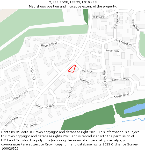 2, LEE EDGE, LEEDS, LS10 4FB: Location map and indicative extent of plot