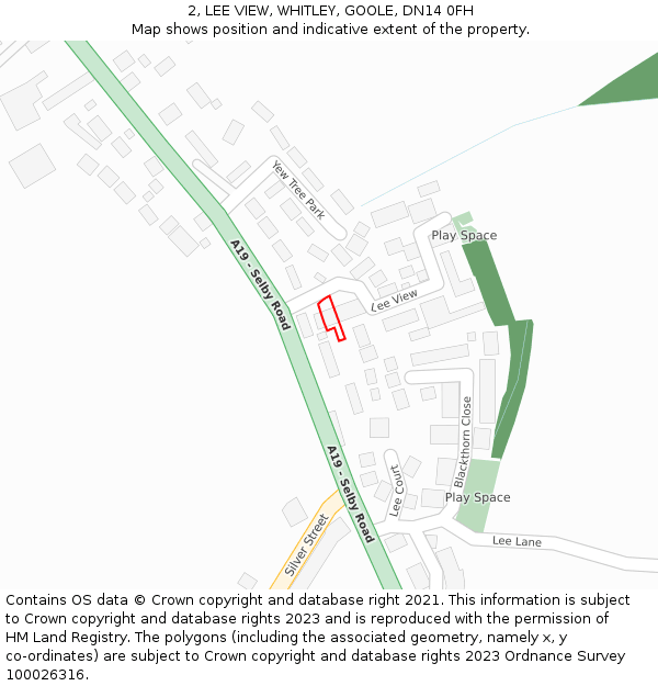 2, LEE VIEW, WHITLEY, GOOLE, DN14 0FH: Location map and indicative extent of plot