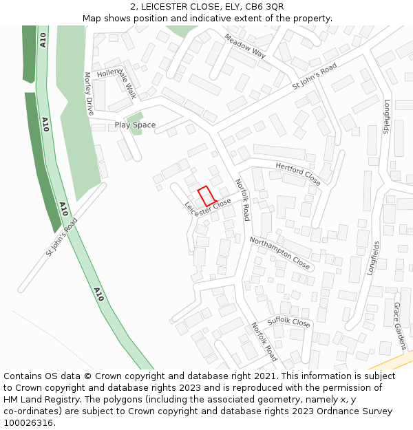 2, LEICESTER CLOSE, ELY, CB6 3QR: Location map and indicative extent of plot