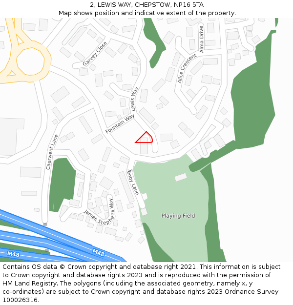 2, LEWIS WAY, CHEPSTOW, NP16 5TA: Location map and indicative extent of plot