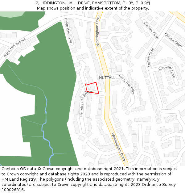 2, LIDDINGTON HALL DRIVE, RAMSBOTTOM, BURY, BL0 9YJ: Location map and indicative extent of plot