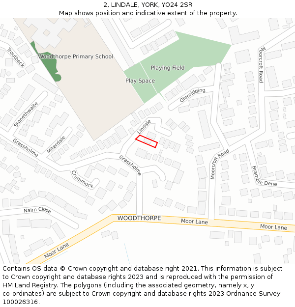 2, LINDALE, YORK, YO24 2SR: Location map and indicative extent of plot