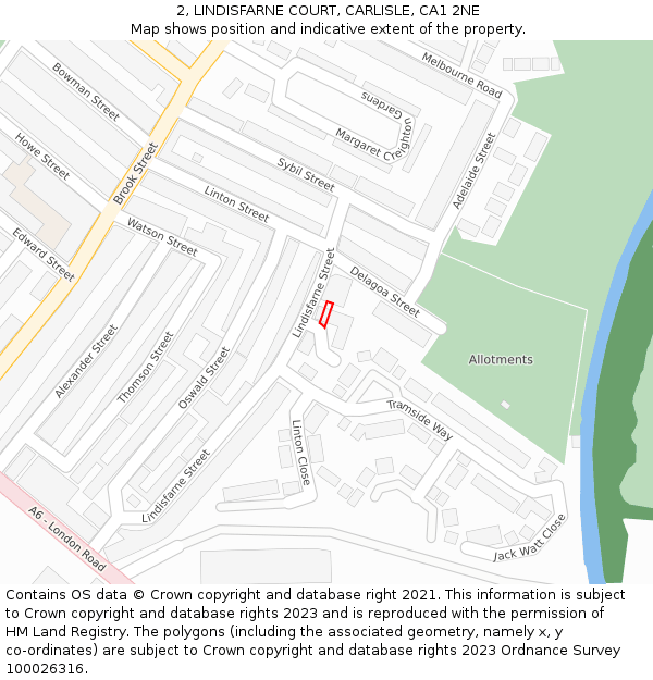 2, LINDISFARNE COURT, CARLISLE, CA1 2NE: Location map and indicative extent of plot