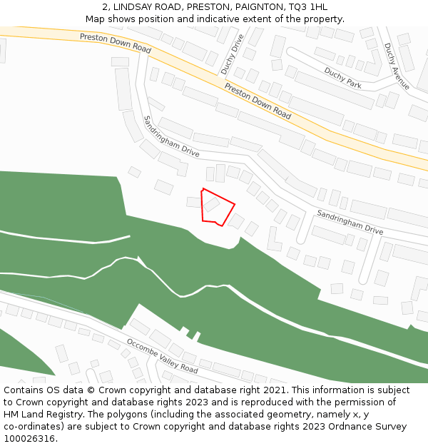 2, LINDSAY ROAD, PRESTON, PAIGNTON, TQ3 1HL: Location map and indicative extent of plot