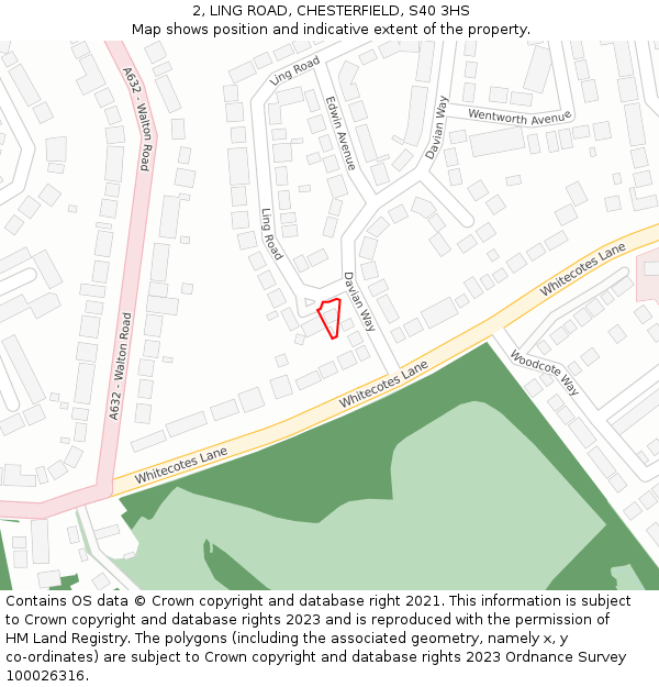2, LING ROAD, CHESTERFIELD, S40 3HS: Location map and indicative extent of plot