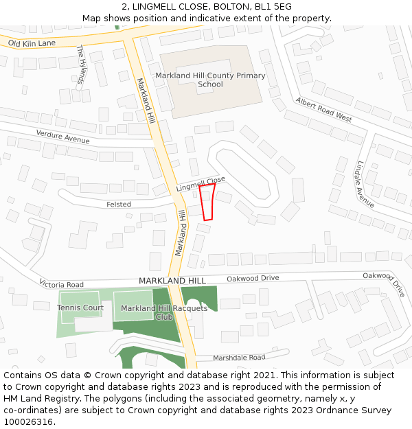 2, LINGMELL CLOSE, BOLTON, BL1 5EG: Location map and indicative extent of plot