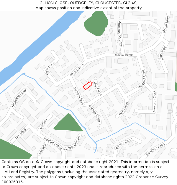 2, LION CLOSE, QUEDGELEY, GLOUCESTER, GL2 4SJ: Location map and indicative extent of plot