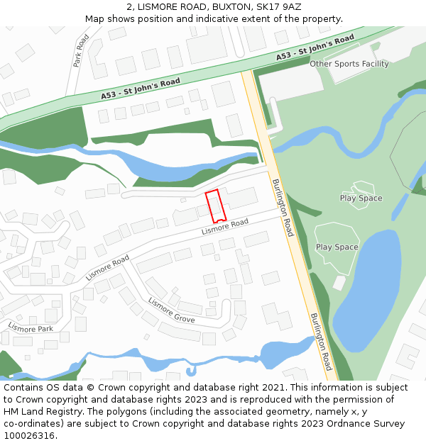 2, LISMORE ROAD, BUXTON, SK17 9AZ: Location map and indicative extent of plot