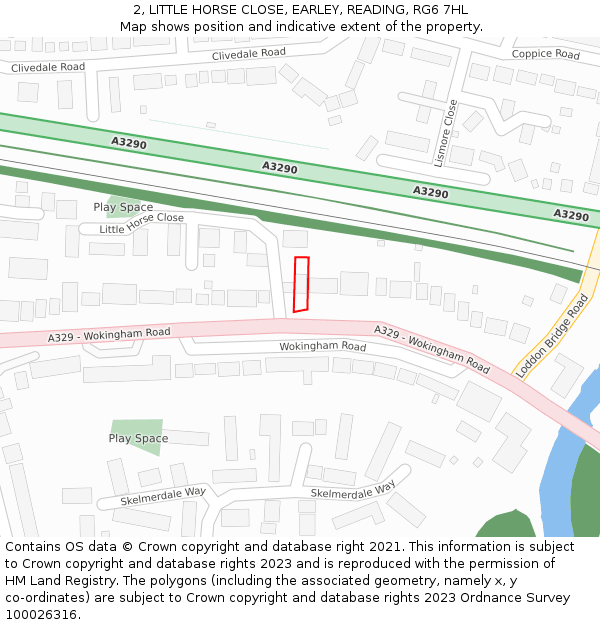 2, LITTLE HORSE CLOSE, EARLEY, READING, RG6 7HL: Location map and indicative extent of plot