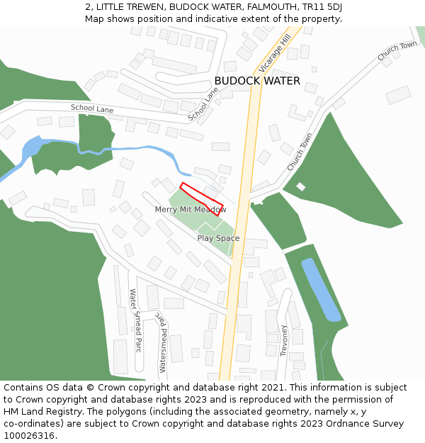 2, LITTLE TREWEN, BUDOCK WATER, FALMOUTH, TR11 5DJ: Location map and indicative extent of plot