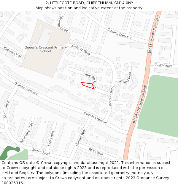 2, LITTLECOTE ROAD, CHIPPENHAM, SN14 0NY: Location map and indicative extent of plot