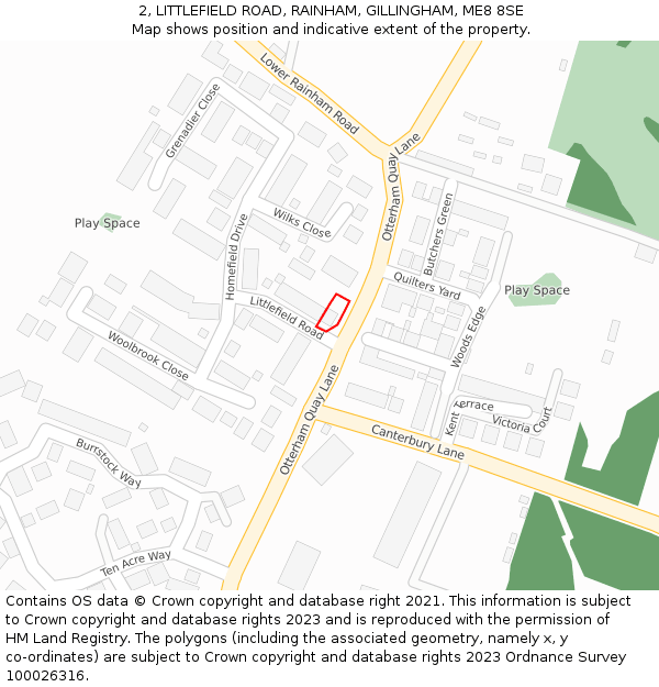 2, LITTLEFIELD ROAD, RAINHAM, GILLINGHAM, ME8 8SE: Location map and indicative extent of plot