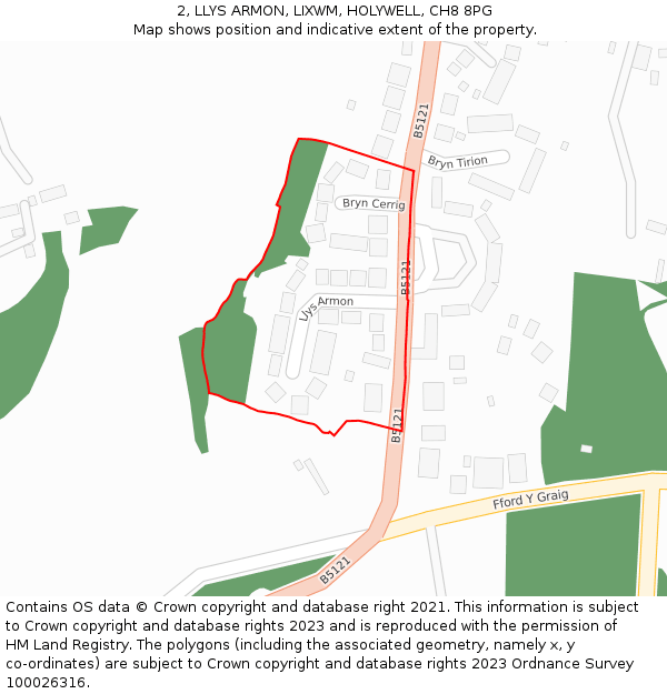 2, LLYS ARMON, LIXWM, HOLYWELL, CH8 8PG: Location map and indicative extent of plot