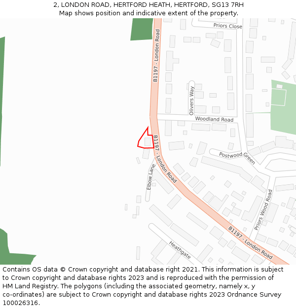 2, LONDON ROAD, HERTFORD HEATH, HERTFORD, SG13 7RH: Location map and indicative extent of plot