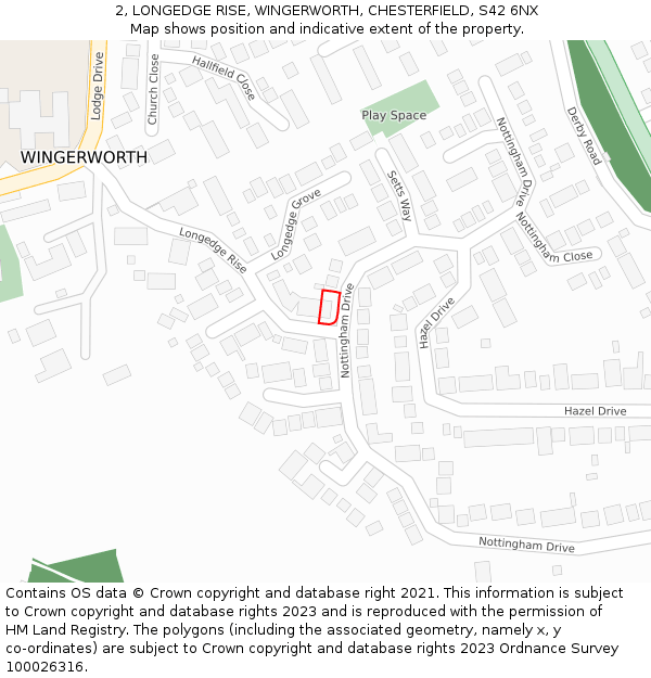 2, LONGEDGE RISE, WINGERWORTH, CHESTERFIELD, S42 6NX: Location map and indicative extent of plot