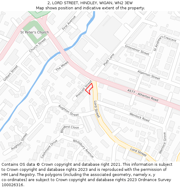 2, LORD STREET, HINDLEY, WIGAN, WN2 3EW: Location map and indicative extent of plot