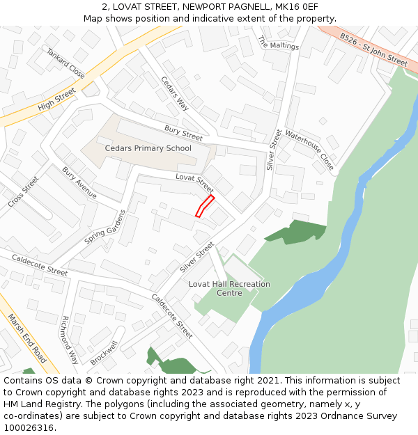 2, LOVAT STREET, NEWPORT PAGNELL, MK16 0EF: Location map and indicative extent of plot