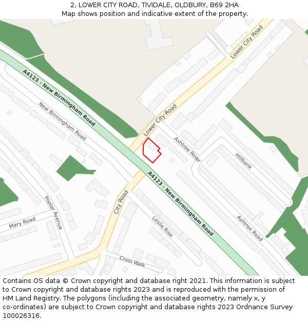 2, LOWER CITY ROAD, TIVIDALE, OLDBURY, B69 2HA: Location map and indicative extent of plot