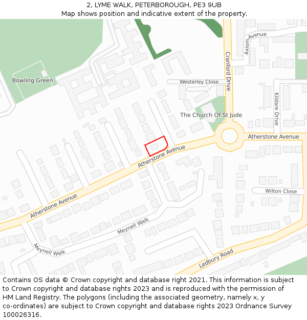 2, LYME WALK, PETERBOROUGH, PE3 9UB: Location map and indicative extent of plot