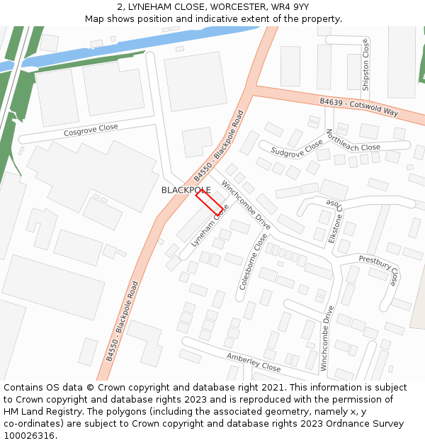 2, LYNEHAM CLOSE, WORCESTER, WR4 9YY: Location map and indicative extent of plot