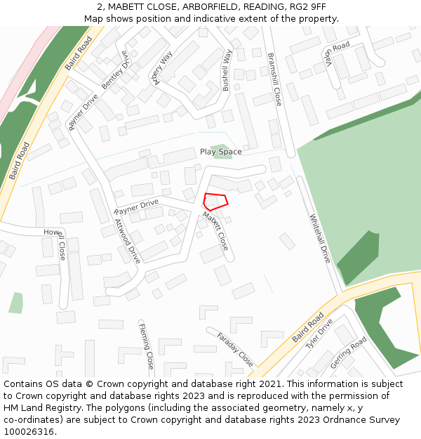 2, MABETT CLOSE, ARBORFIELD, READING, RG2 9FF: Location map and indicative extent of plot