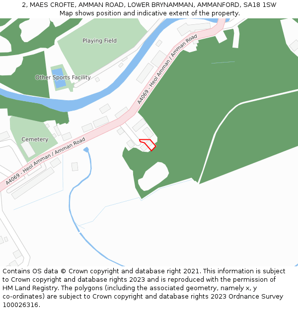 2, MAES CROFTE, AMMAN ROAD, LOWER BRYNAMMAN, AMMANFORD, SA18 1SW: Location map and indicative extent of plot