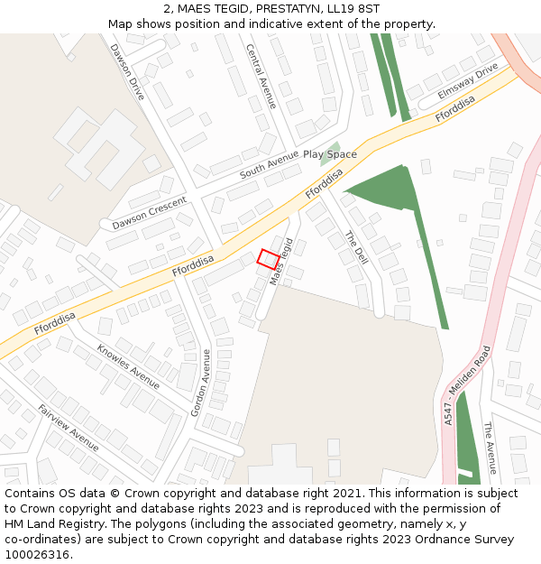 2, MAES TEGID, PRESTATYN, LL19 8ST: Location map and indicative extent of plot