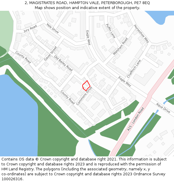 2, MAGISTRATES ROAD, HAMPTON VALE, PETERBOROUGH, PE7 8EQ: Location map and indicative extent of plot