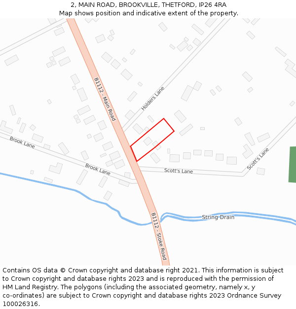 2, MAIN ROAD, BROOKVILLE, THETFORD, IP26 4RA: Location map and indicative extent of plot