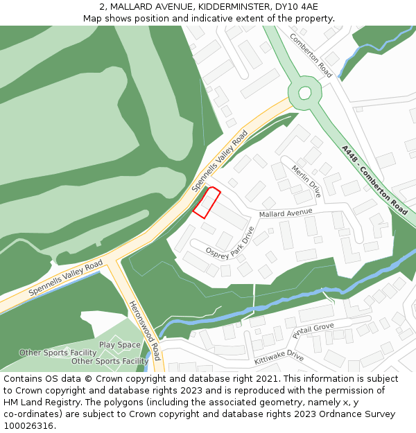 2, MALLARD AVENUE, KIDDERMINSTER, DY10 4AE: Location map and indicative extent of plot