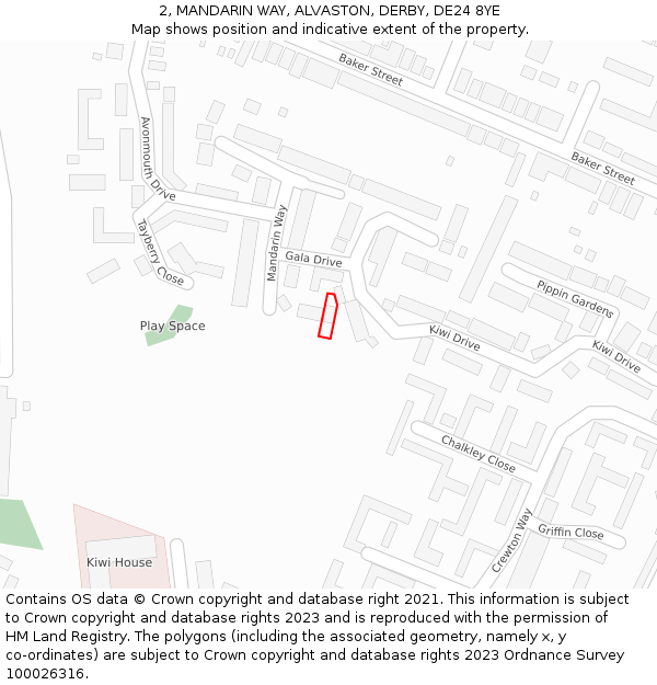 2, MANDARIN WAY, ALVASTON, DERBY, DE24 8YE: Location map and indicative extent of plot