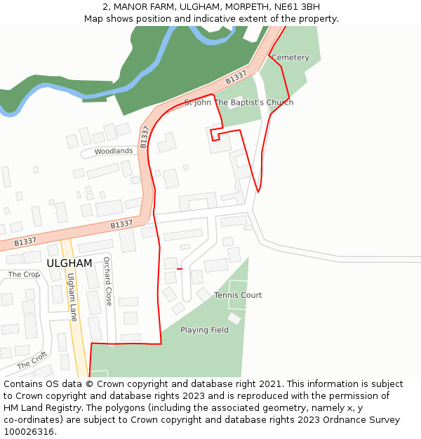 2, MANOR FARM, ULGHAM, MORPETH, NE61 3BH: Location map and indicative extent of plot