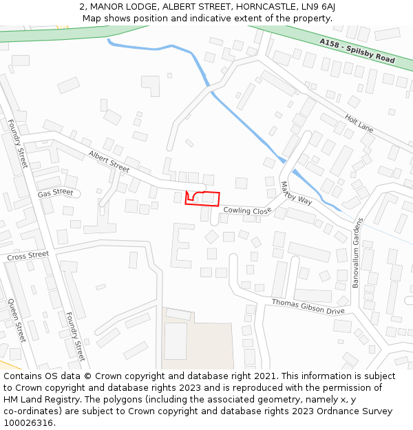 2, MANOR LODGE, ALBERT STREET, HORNCASTLE, LN9 6AJ: Location map and indicative extent of plot