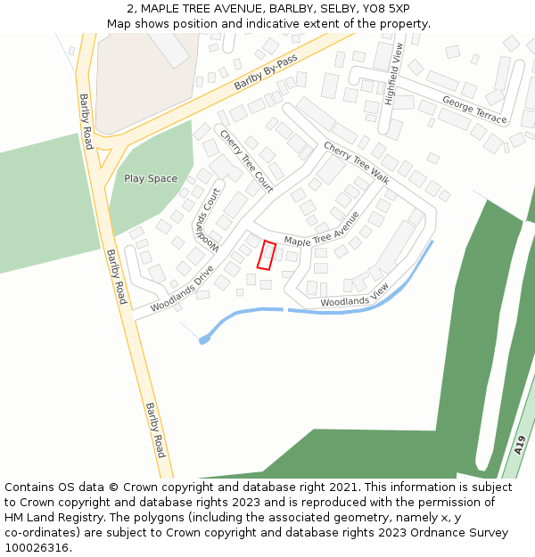 2, MAPLE TREE AVENUE, BARLBY, SELBY, YO8 5XP: Location map and indicative extent of plot